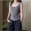 Phong cách Hàn Quốc Màu sắc tương phản Dây đeo hai mảnh Áo Vest dây mùa hè Hot Girl Slim-fit Áo ngắn