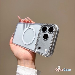 Vỏ Khung Kim Cương Giả Từ Tính Trong Suốt Cho Realme 15T 15 14 14X 14T 13 12 12X 11 11X 9i 7i 2 V13 P3 P3X P1 U1 Pro Plus Lite 4G 5G Slim Bling Long Lanh Sang Trọng Đơn Giản Mờ Cover