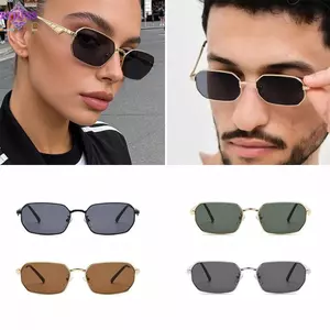 Kính râm vuông RTJIFSS, Kính râm kim loại khung vuông bảo vệ UV400, Thiết kế chân tam giác cổ điển Màu ống kính Kính mắt Unisex