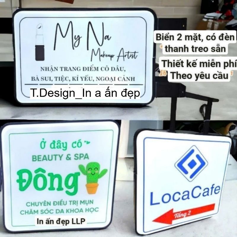Biển hộp đèn led, Biển hút nổi mica  vuông, tròn, chữ nhật, thiết kế in hoàn thiện theo yêu cầu