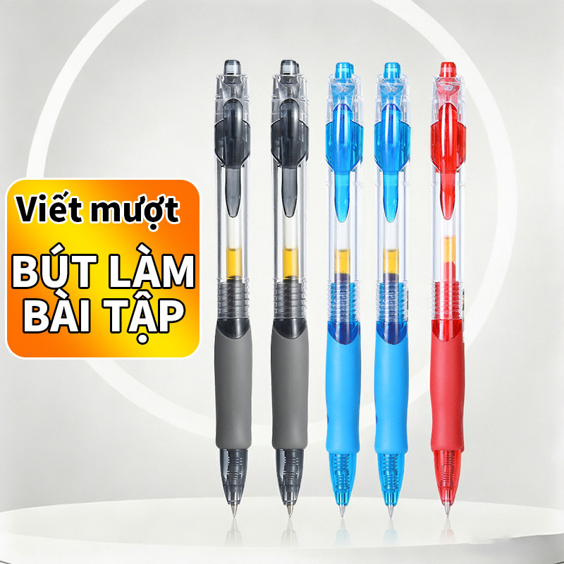 Bút gel đen xanh đỏ ngòi 0.5mm viết mượt nhanh khô không lem thay ngòi cho học sinh văn phòng