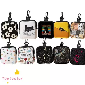 Ví TOPTOOLCX, Ví đựng tiền xu in hình chó mèo nhẹ, Túi đựng tai nghe chống nước Mini cầm tay hợp thời trang Quà tặng bạn bè