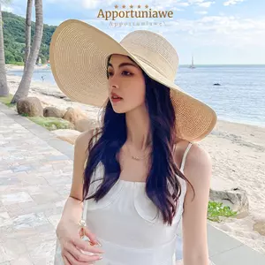 Mũ chống nắng mùa hè IAPPORTUNIA, Mũ đi biển cỡ lớn vành lớn, Mũ rơm du lịch chống nắng thời trang thông thường dành cho nữ