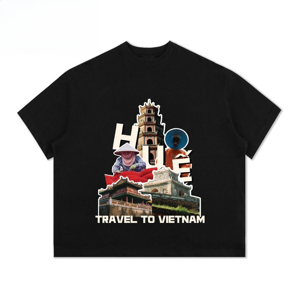 （Giao hàng 24h）Angela Áo thun form boxy Angela "Travel to Vietnam" unisex nam nữ tay ngắn cổ tròn vải cotton 2 chiều