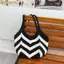 Túi Đeo Vai Dệt Kim, Vải Dệt Túi Tote Móc Dung Tích Lớn, Thẩm Mỹ Handmade Phong Cách Bohemian Rỗng Sọc Đi Biển Túi Tote Đi Biển Kỳ Nghỉ
