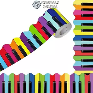 FANIELLAPOWELL 1 Cuộn Bảng Phấn Biên Giới, Giấy DIY Biên Giới, Nhạc Sáng Tạo Piano 7.5cm 10Meter Viền Viền Miếng Dán Thủ Công Thủ Công
