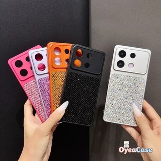 Lấp Lánh Kim Cương Lưới Họa Tiết Dành Cho Samsung Galaxy A37 A27 A17 A36 A35 A34 A33 A32 A26 A25 A24 A23 A54 A53 A52S A16 A15 A14 5G 4G Sang Trọng Sống Động Màu Cam Bling Nhiều Màu Sắc Bao
