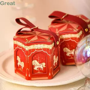 Hộp quà tặng băng chuyền tuyệt vời, Tay cầm bằng da Hộp kẹo cưới sinh nhật, Giấy trang trí Túi Tote kẹo cưới
