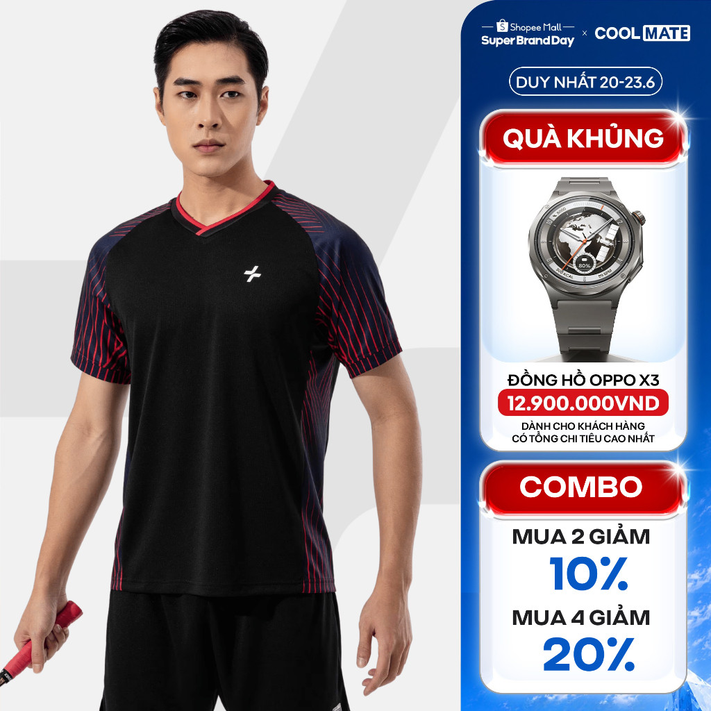 [MUA 4 GIẢM 20%]Áo thun thể thao nam chơi pickleball cầu lông Racquet Sport Graphic Red Line Thoáng khí Coolmate