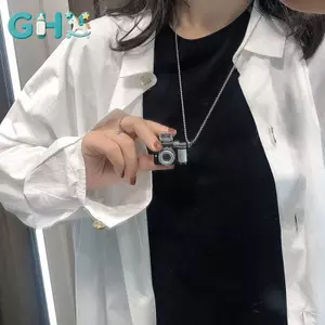 GHX Thời Trang Đèn Flash Camera Nelace Dành Cho Nữ Punk Dây Xích Dài Nelace Vintage Camera Mặt Dây Chuyền Nelace Dự Tiệc Trang Sức VN
