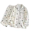 Đồ Ngủ Vật Lý Xuyên Biên Giới Quần Dài Dài Tay Cardigan Cổ Bẻ Bông Mây Xuân Thu Cho Nữ Bộ Đồ Mặc Nhà Rộng Rãi Ngọt Ngào