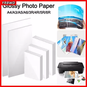Giấy ảnh bóng YRBWD, Giấy ảnh in phun khô nhanh 100 / 20 tờ, Giấy ảnh in phun có độ bóng cao A4 3R 4R 5R 6R A5 A6 cho máy in phun màu