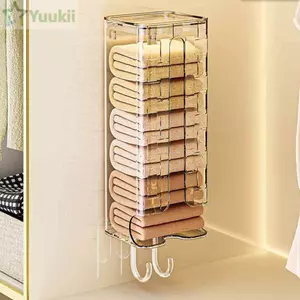 Hộp đựng quần áo gia đình YUUKII, Hộp sắp xếp tiết kiệm không gian Hộp đựng tất tự dính, Giá treo tường Hộp đựng quần áo trong suốt