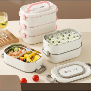 Hộp cơm trưa cách nhiệt bằng thép không gỉ, phong cách Hàn Quốc, nhiều lớp, không trộn mùi, có thể đun nóng trong lò vi sóng