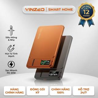 [Bảo Hành 1 Đổi 1 - 7 Ngày] Sạc Dự Phòng Không Dây Từ Tính VINZEO 5000mAh- 10000mAh, Sạc Nhanh 22.5W, Màn Hình LED Hiển Thị
