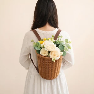 Giỏ ba lô Giỏ ba lô nhỏ gọn Thoải mái lâu trôi cho thị trường, dã ngoại