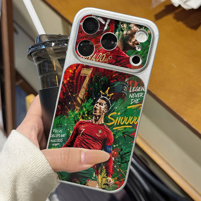 Ốp lưng iPhone Họa tiết da mạ phong cách Bồ Đào Nha số 7 hoa văn Ronaldo iPhone 17 16 15 14 13 12 11 Pro Max Plus Max