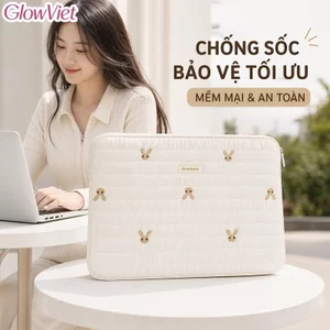 Túi Đựng Laptop Chống Sốc Thêu Thỏ Vải Mềm Phong Cách Hàn Quốc Cho Ipad Tablet 11 14 Inch