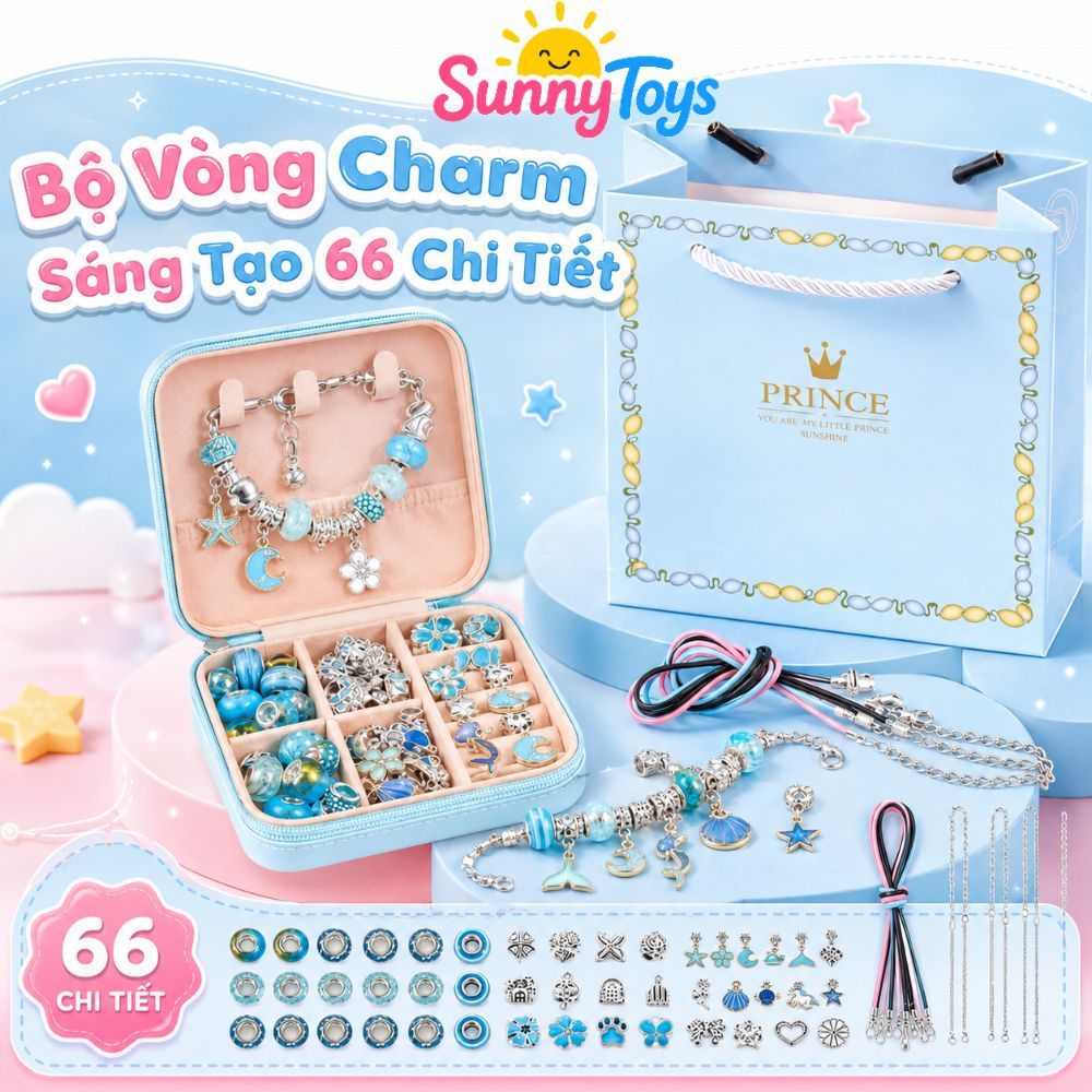 Hộp Phụ Kiện Làm Vòng 66 Món SunnyToys- Bộ Charm DIY Cho Bé Tự Thiết Kế Trang Sức