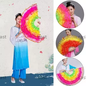 Quạt Lụa CAST Bán Chạy Màu Gradient Dài Giả Lụa Người Hâm Mộ Dài