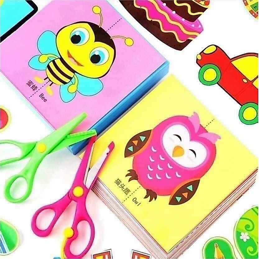 Đồ chơi cắt dán giấy thủ công cho bé 240 hình ( Tặng kèm kéo ) Bộ cắt dán 96 hình – LoKi Kids