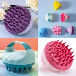 Bàn chải dầu gội silicon di động Bàn chải tóc Massage da đầu tròn mềm cầm tay