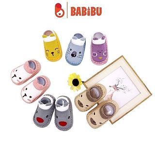 Giày vớ tập đi cổ ngắn đế chống trượt hình thú đáng yêu cho bé