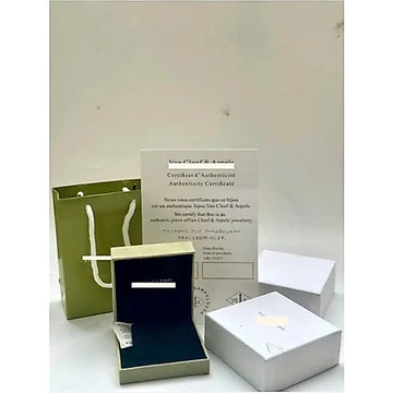 Set Túi Hộp Đựng Trang Sức Vancleef & Arpels (9x9x4), hộp đựng trang sức cỏ ba lá làm quà tặng