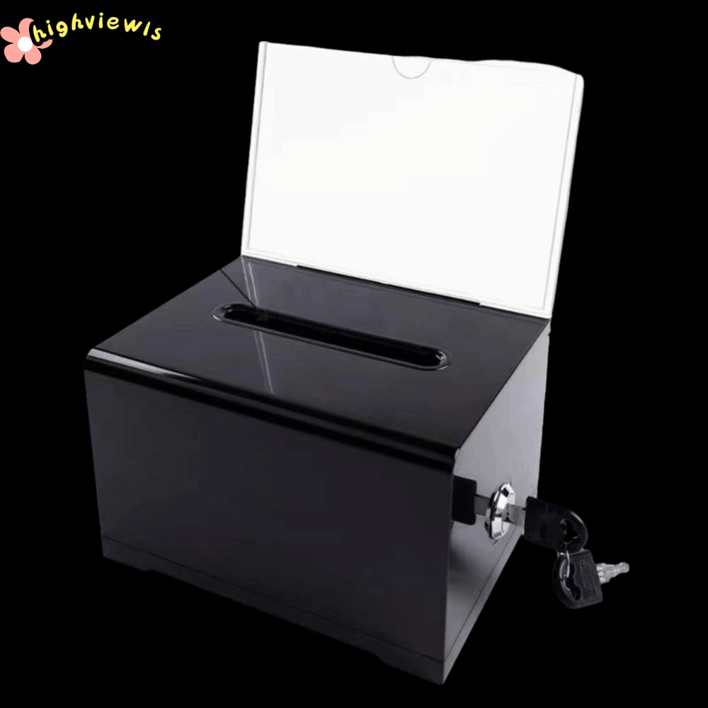 Hộp gợi ý HIGHVIEWLS, Bền có khóa và ký hiệu Hộp đựng phiếu bầu, Hộp nhựa Acrylic rắn Piggy Bank School
