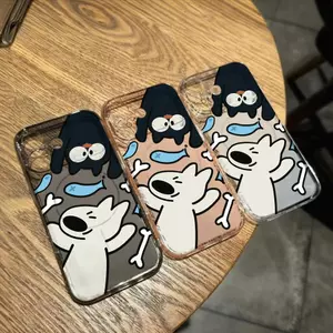 Ốp lưng mèo đen chó trắng xương hoạt hình phù hợp với iPhone17promax 16/15/14/13/12