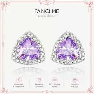 Bông tai bạc thiết yếu FANCIME Trinity được tạo ra thạch anh tím