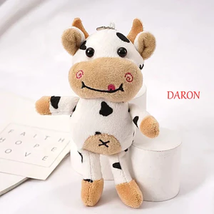 Móc khóa sang trọng bò sữa DARON, Móc chìa khóa bò nhồi bông hình động vật hoạt hình sang trọng, Móc khóa sang trọng Bông PP mềm sáng tạo Móc khóa búp bê nhồi bông cho bé gái