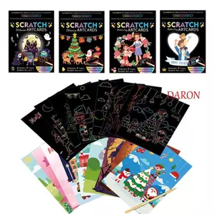 DARON Scratch Art Painting Paper Card Kit Đồ chơi DIY Đồ chơi sáng tạo Đồ chơi giáo dục DIY Magic Doodle Board Scratch Stick Magic Scratch Cards Sticker Sách tô màu Bảng vẽ khủng long