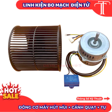 Động cơ máy hút mùi nhà bếp + Cánh quạt + Tụ 5uf/450v. Thay thế cho máy hút mùi nhà bếp SUNHUOSE - ARBER