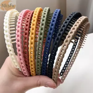 Băng đô chống trượt NKSFX, Băng đô có răng bện mỏng, Phụ kiện tóc Họa tiết mờ Thiết kế răng Sóng nhiều màu Băng đô mỏng Phụ kiện tóc dự tiệc