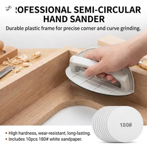 Hộp đựng giấy nhám tự dính nửa vòng tròn - Dụng cụ chà nhám tay bằng nhựa cho tường và chế biến gỗ