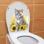 DARON Cat Toilet Sticke, Đề Can Dán Tường Mèo Đáng Yêu Chống Thấm Nước, Phim Hoạt Hình Vui Nhộn Tự Dính Phòng Tắm Bức Tranh Tường Phòng Tắm