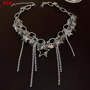 ECK Mới Phong Cách Punk Bling Bling Dây Xích Ngôi Sao sel Choker Nelace Cho Nữ Trang Sức Đảng Cổ Nelace HOT