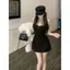 Váy chữ A cổ đen kiểu Pháp mùa xuân mùa hè Váy ôm eo hẹp Váy mong muốn thuần khiết Hot Girl Suit Hẹn hò bên trong Đi lại Tất cả @