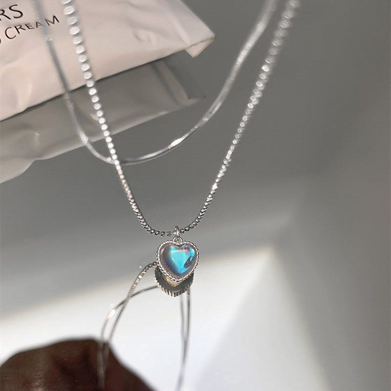 Vòng cổ hai lớp bằng bạc nguyên chất Aurora Heart