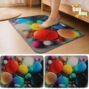 Thảm nhà bếp họa tiết sỏi nhiều màu sắc - Trang trí nhà cửa - Thảm cửa chống trượt - Chống mài mòn, thấm nước - Thảm phòng tắm tầm nhìn lập thể / Giao hàng miễn phí