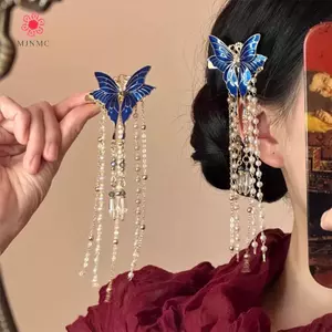 MJnmc Phong Cách Trung Hoa Men Bướm sel Kẹp Tóc Nữ Hanfu Phong Cách Cổ Xưa Kẹp Bên Phụ Kiện Tóc Mới