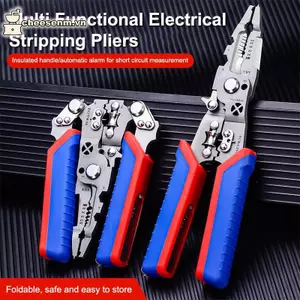 Cheenm 1 Cái Có Thể Gập Lại Cắt Cáp Crimper Dụng Cụ Đa Năng Dây Vũ Nữ Thoát Y Với Bút Kiểm Tra Điện Kìm Gấp Điện Cắt VN