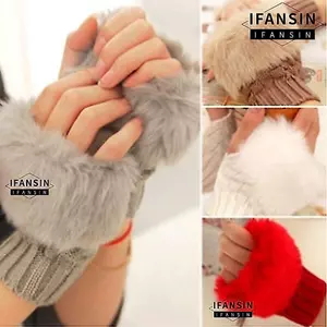 IFASIN Cặp Đôi Găng Tay Không Ngón Thời Trang Thu Đông Ấm Áp Lộ Ngón Tay