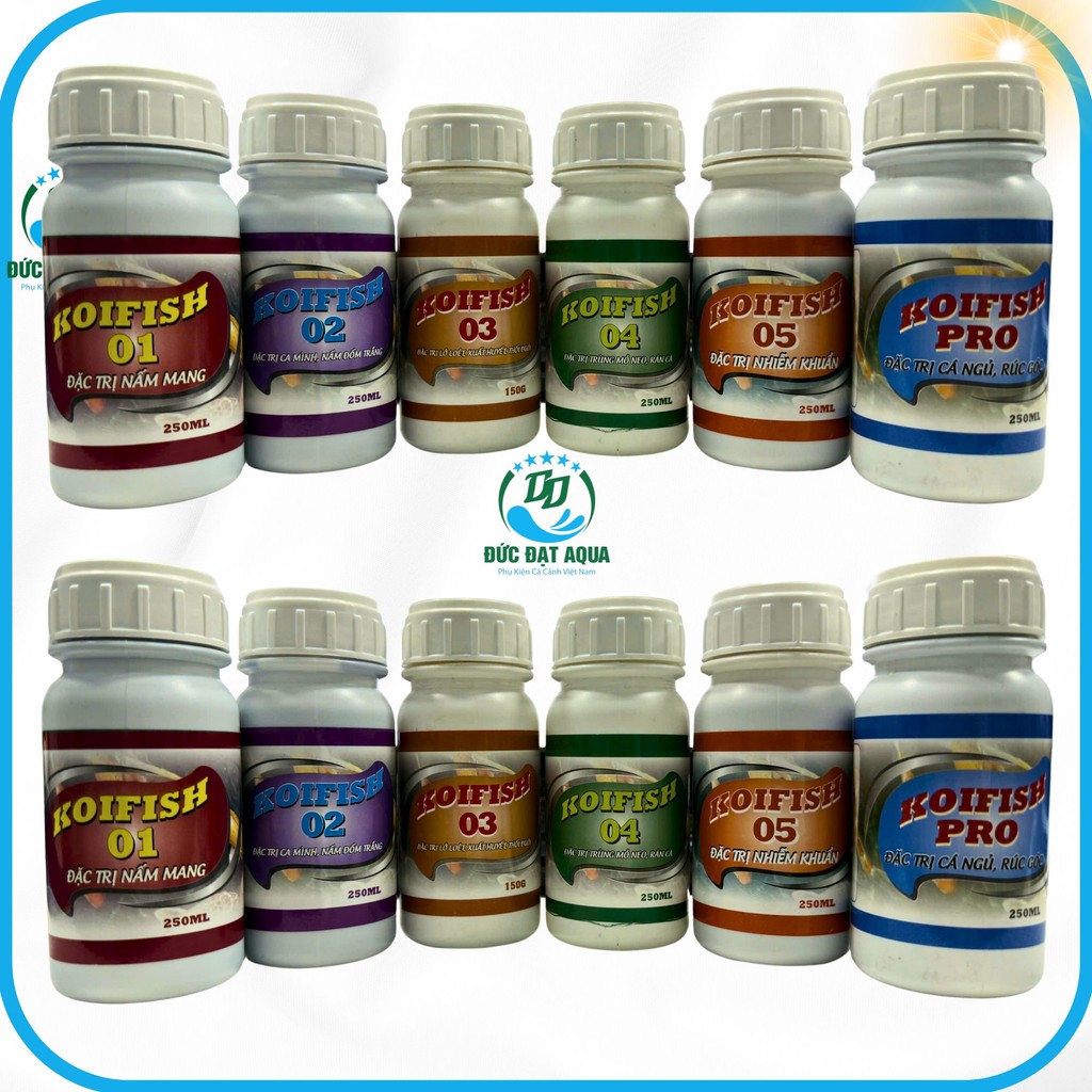 koi fish 01-02-03-04-05-koifish pro 250ml nấm mang, nấm trắng, trùng mỏ leo, rúc góc cá koi, cá cảnh