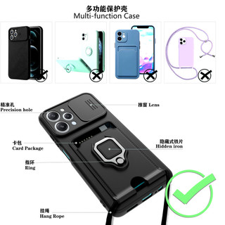 Dành Cho Redmi 12 4G / 5G Ốp Lưng 4 Trong 1 Trượt Camera Bao Đựng Thẻ Đứng Vuông Freebie Dây Chống Sốc Chống Rơi Mỏng Mềm TPU Cover