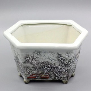 Giá Rẻ Seckill Cộng Hòa Trung Quốc Pastel Tuyết Phong Cảnh Lục Giác Hoa Sứ Cổ Trang Trí Nhà Cửa Cây Cảnh Cổ Cổ Cổ Bộ Sưu Tập Hàng Cũ Hàng Cũ Hàng Cũ
