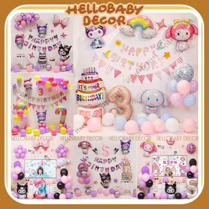 Set Bóng Trang Trí Sinh Nhật Hình Kuromi Melody Cinnamoroll – Mẫu Mới Siêu Dễ Thương
