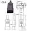NOTE1 1 Cái Ổ Cắm AC, Đầu Nối Nguồn AC 3 Pin Thẳng IEC 320, Đầu Nối Nguồn Điện Bền C13 C14 10A 250V