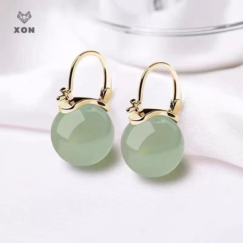 Bông tai hạt ngọc bích cổ điển, nhẹ nhàng - Trang sức thời trang cho nữ